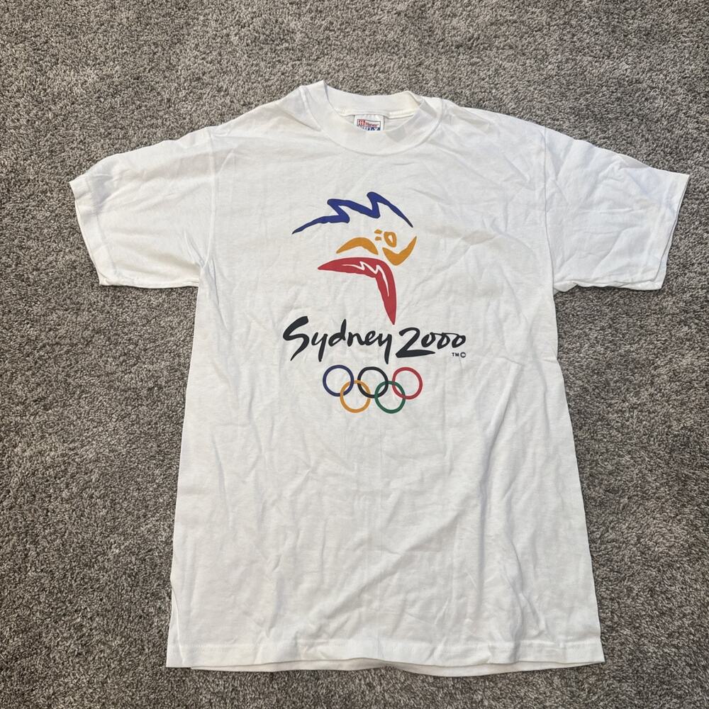 Vintage 2000 Sydney Olympic Games T-Shirt Mens M White Hanes Beefy-T USA Made